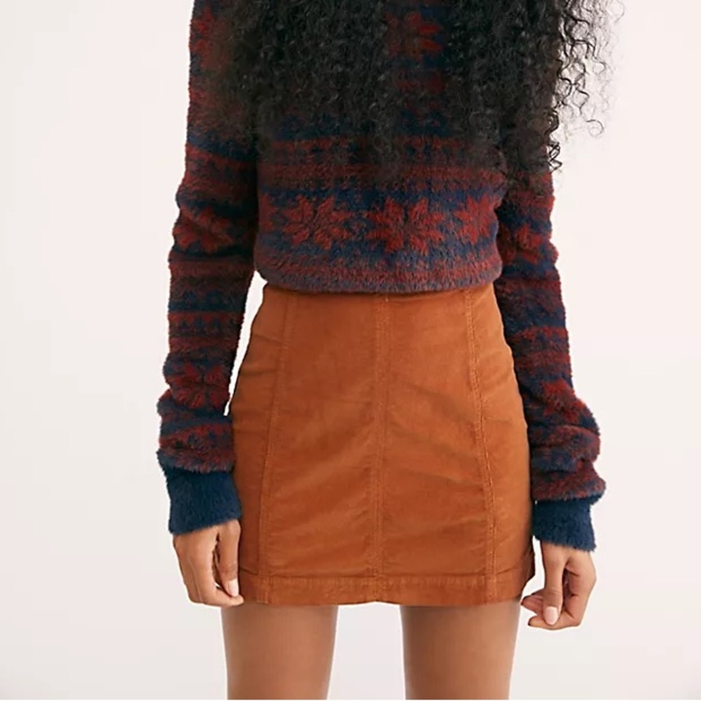 Brown free people skirt